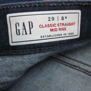 GAP Classic Straight Mid Rise Stretch Jeans in Dark Wash 29R